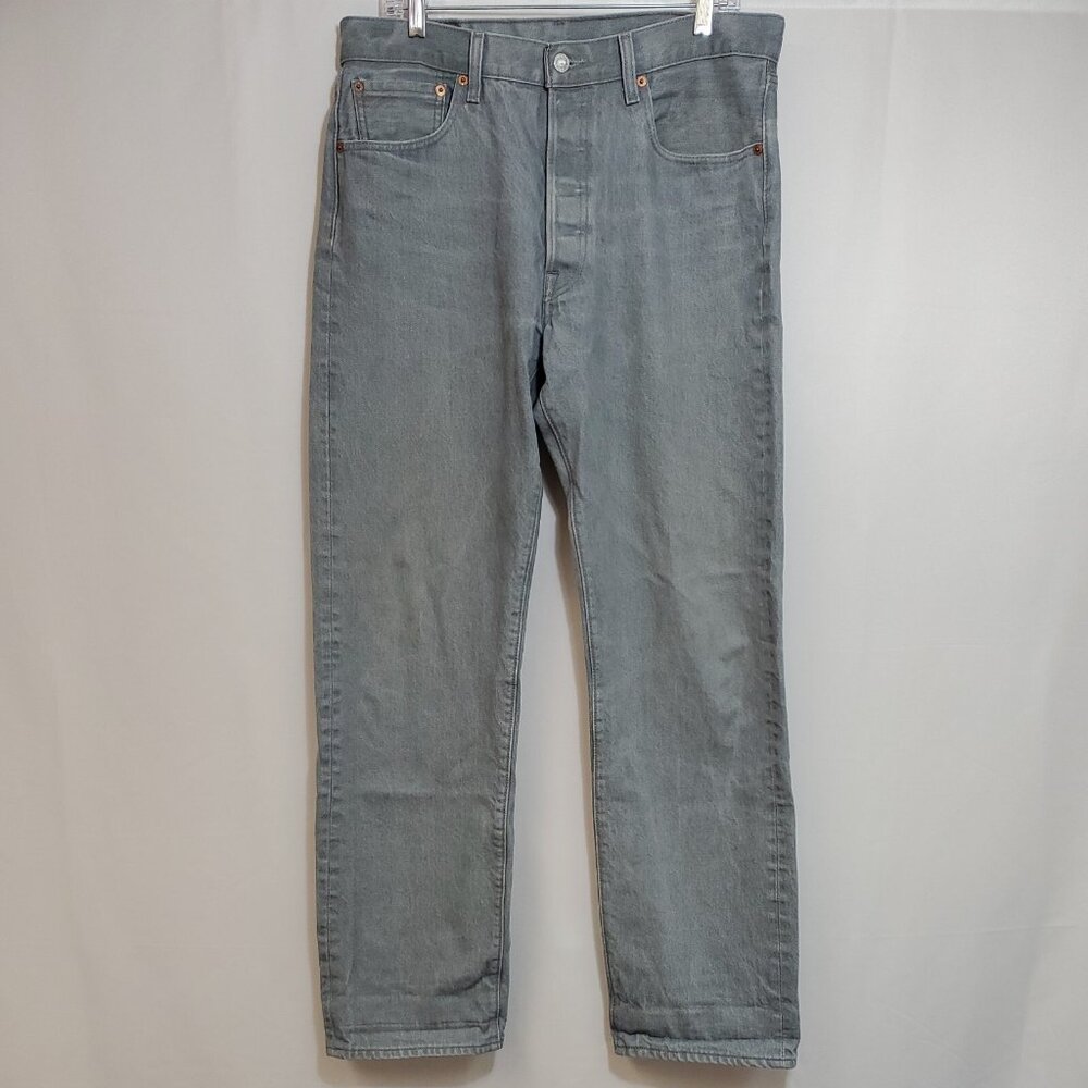 Levi’s 501 Original Men's Size 36/36 (Actual 36/33) Shrink-to-Fit Jeans Grey Fly